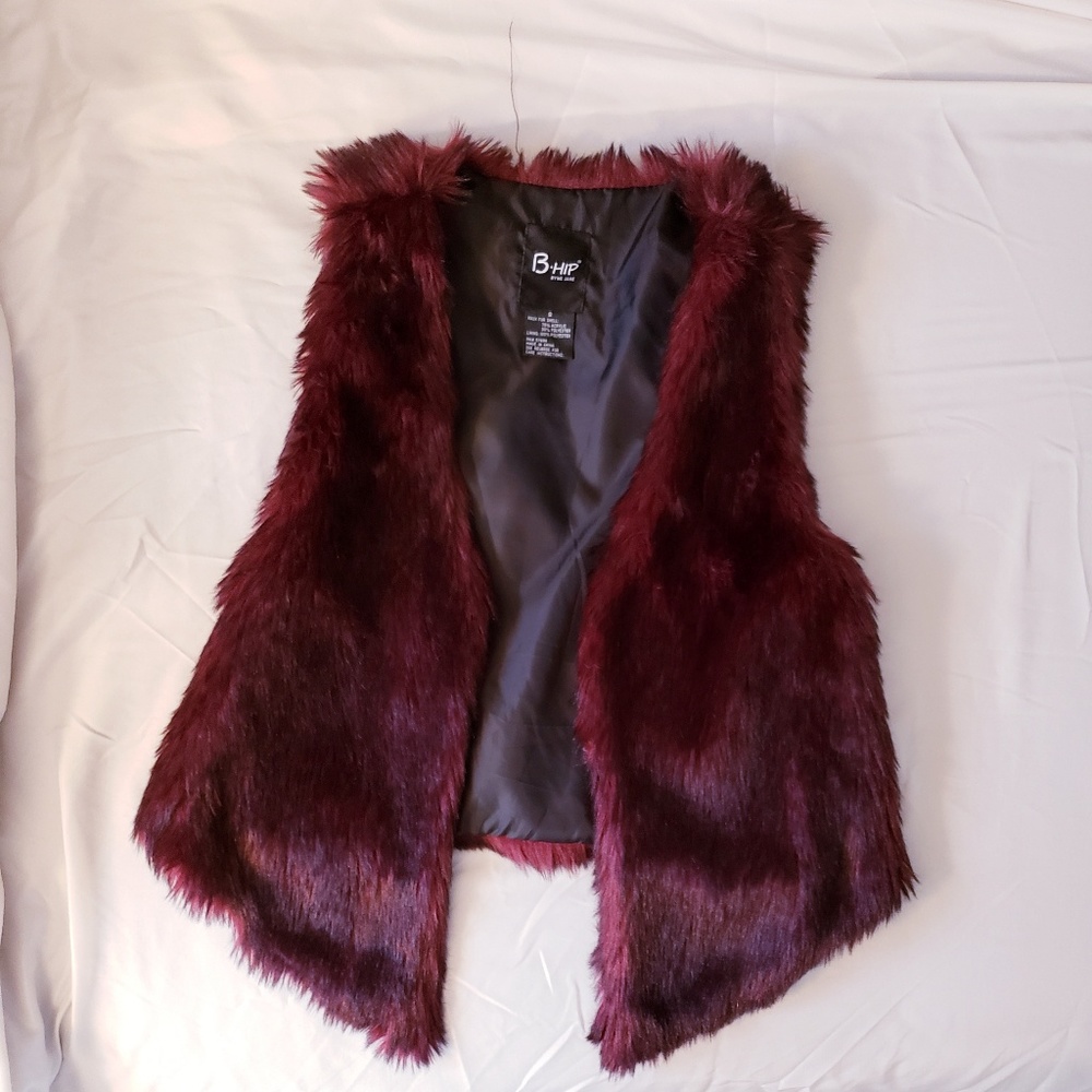 Burgundy Faux Fur Vest
